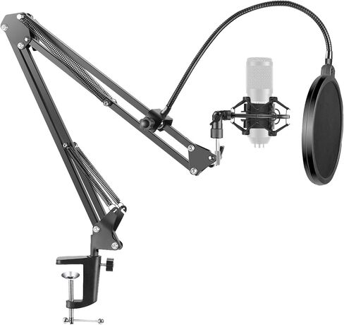Neewer NB-35 حامل ذراع مقص للميكروفون مع حامل مشبك ميكروفون ودعامة تثبيت على الطاولة وNW (B-3) درع الزجاج الأمامي لمرشح البوب ​​ومجموعة تثبيت الصدمات المعدنية للميكروفون in Saudi Arabia