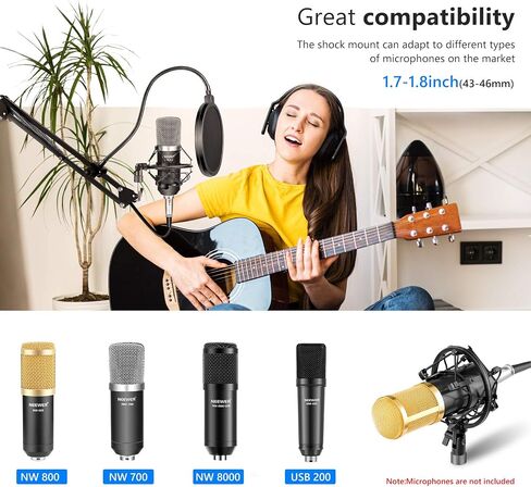 Neewer NB-35 حامل ذراع مقص للميكروفون مع حامل مشبك ميكروفون ودعامة تثبيت على الطاولة وNW (B-3) درع الزجاج الأمامي لمرشح البوب ​​ومجموعة تثبيت الصدمات المعدنية للميكروفون in Saudi Arabia