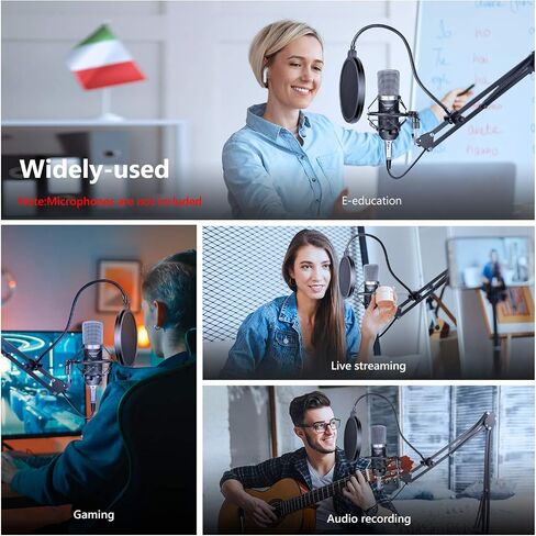Neewer NB-35 حامل ذراع مقص للميكروفون مع حامل مشبك ميكروفون ودعامة تثبيت على الطاولة وNW (B-3) درع الزجاج الأمامي لمرشح البوب ​​ومجموعة تثبيت الصدمات المعدنية للميكروفون in Saudi Arabia