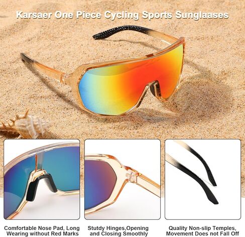 نظارات شمسية رياضية من Karsaer، نظارات ركوب الدراجات MTB نظارات شمسية لركوب الدراجات الجبلية مناسبة للبيسبول والجري والصيد in Kuwait