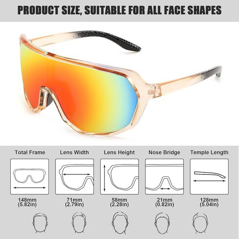 نظارات شمسية رياضية من Karsaer، نظارات ركوب الدراجات MTB نظارات شمسية لركوب الدراجات الجبلية مناسبة للبيسبول والجري والصيد in Kuwait