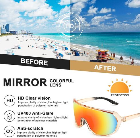 نظارات شمسية رياضية من Karsaer، نظارات ركوب الدراجات MTB نظارات شمسية لركوب الدراجات الجبلية مناسبة للبيسبول والجري والصيد in Kuwait