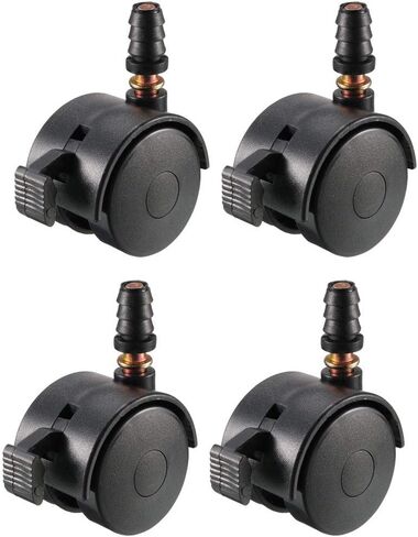 uxcell 1.5 Inch Swivel Caster Wheels Grip Neck Stem Caster Black Furniture Wheel with Brake and Mounting Socket, 4pcs in Kuwait