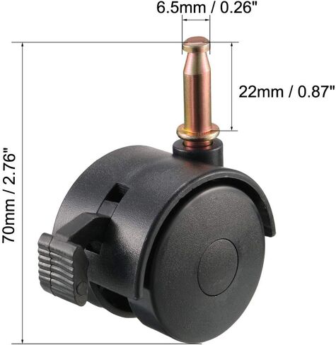 uxcell 1.5 Inch Swivel Caster Wheels Grip Neck Stem Caster Black Furniture Wheel with Brake and Mounting Socket, 4pcs in Kuwait