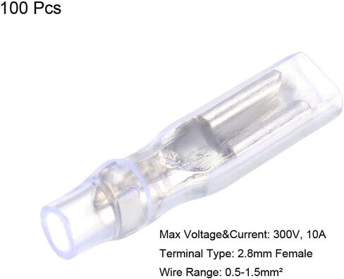 uxcell 100pcs 2.8mm Quick Splice Wire Terminals Female Spade Crimp Connector with Insulated Sleeve in Saudi Arabia
