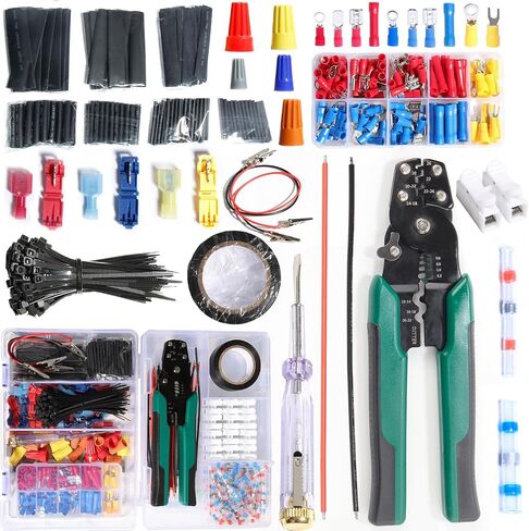 Quick Splice Wire Crimp Terminals Heat Shrink Tube Electrical Repair Kit Mixed Disconnect Insulated Butt Bullet Spade Fork Ring Solderless Gauge Assortment assorted wire connectors in Saudi Arabia