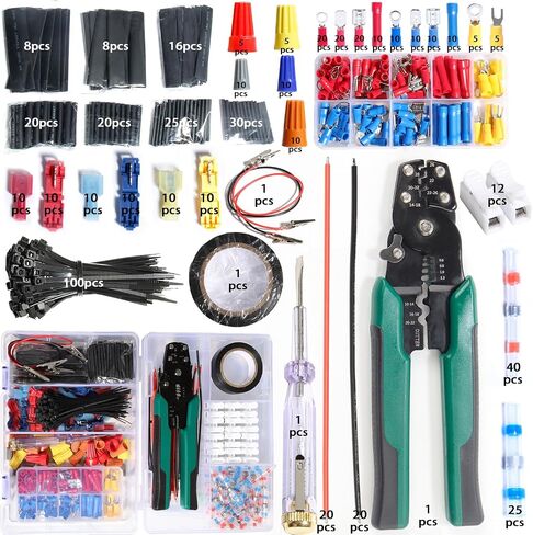 Quick Splice Wire Crimp Terminals Heat Shrink Tube Electrical Repair Kit Mixed Disconnect Insulated Butt Bullet Spade Fork Ring Solderless Gauge Assortment assorted wire connectors in Saudi Arabia