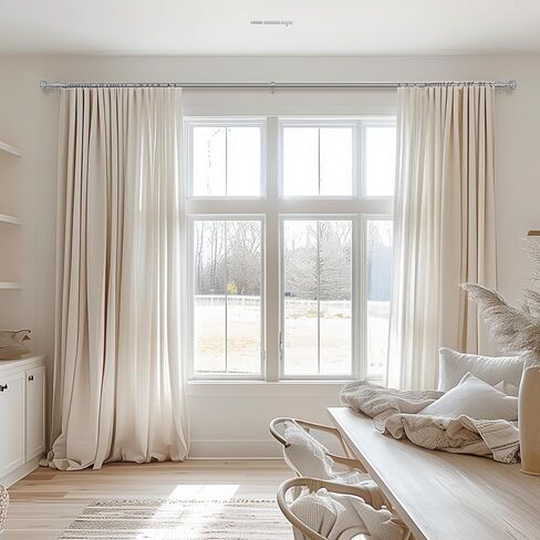 قضبان ستائر zeerobee للنوافذ من 48 إلى 86، قضبان ستائر مقاس 1 بوصة، قضبان ستائر شديدة التحمل مع تشطيبات فضية شفافة مزخرفة، قضيب ستارة خارجي مع قضبان ستائر قابلة للتعديل، 48 بوصة - 86 بوصة، فضي in Kuwait