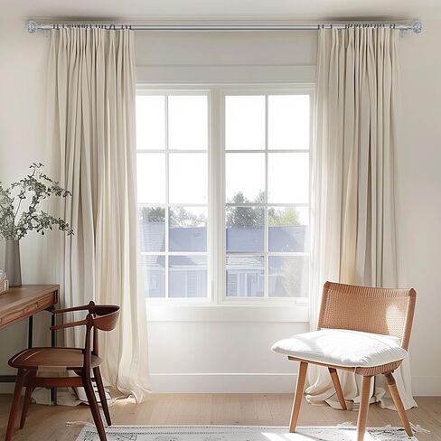 قضبان ستائر zeerobee للنوافذ من 48 إلى 86، قضبان ستائر مقاس 1 بوصة، قضبان ستائر شديدة التحمل مع تشطيبات فضية شفافة مزخرفة، قضيب ستارة خارجي مع قضبان ستائر قابلة للتعديل، 48 بوصة - 86 بوصة، فضي in Kuwait