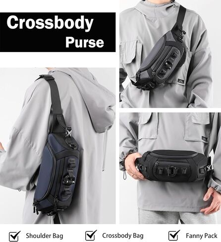 حقيبة BASICPOWER Sling للرجال والنساء، حقيبة Fanny Pack Crossbody حقيبة خصر للصدر، حقيبة نهارية in Kuwait