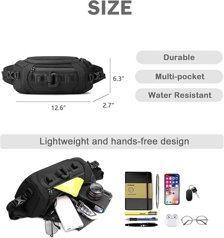 حقيبة BASICPOWER Sling للرجال والنساء، حقيبة Fanny Pack Crossbody حقيبة خصر للصدر، حقيبة نهارية in Kuwait