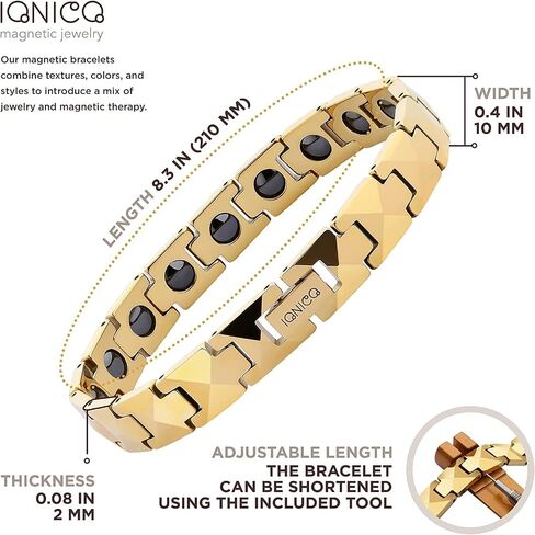 HOLVIST Magnetic Bracelet for Men and Women 4000 Gauss | Mens Magnetic Bracelets | Women Magnetic Bracelet| Comes with Adjustable Length, Sizing Tool and Gift Box in Saudi Arabia