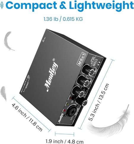 واجهة صوت Moukey USB 3.0، مضخمات ميكروفون مع طاقة فانتوم 48 فولت، 24 بت، تدعم تسجيل الهواتف الذكية والكمبيوتر اللوحي والكمبيوتر وغيرها من المعدات - MSc1 in Kuwait