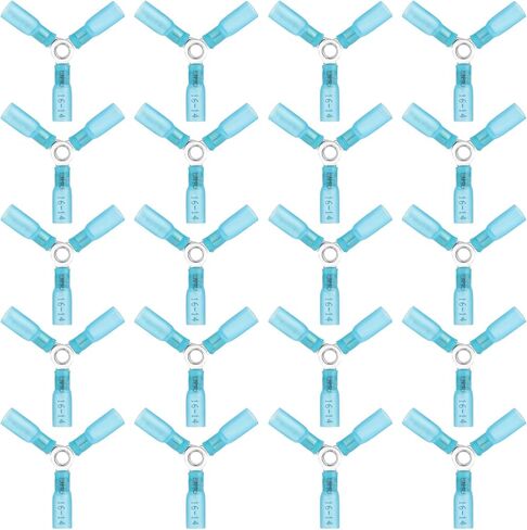 Linkstyle 20pcs 16-14 Gauge AWG 3 Way Wire Connector, Crimp Y Ring Butt Connector, Heavy Duty Heat Shrink Butt Terminals Blue in Saudi Arabia