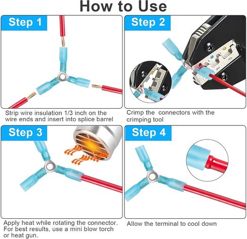 Linkstyle 20pcs 16-14 Gauge AWG 3 Way Wire Connector, Crimp Y Ring Butt Connector, Heavy Duty Heat Shrink Butt Terminals Blue in Saudi Arabia