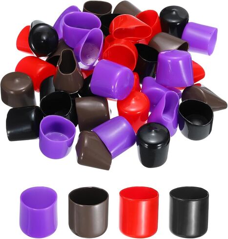 uxcell 100pcs Rubber End Caps 2mm ID Vinyl Round Tube Bolt Cap Cover Screw Thread Protectors Black, Red, Brown, Purple in Saudi Arabia