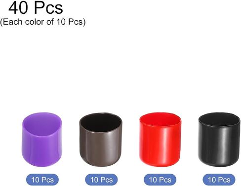 uxcell 100pcs Rubber End Caps 2mm ID Vinyl Round Tube Bolt Cap Cover Screw Thread Protectors Black, Red, Brown, Purple in Saudi Arabia