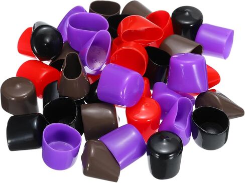 uxcell 100pcs Rubber End Caps 2mm ID Vinyl Round Tube Bolt Cap Cover Screw Thread Protectors Black, Red, Brown, Purple in Saudi Arabia
