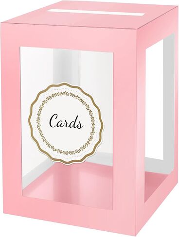 ROSEGLD Card Box for Reception, Gift Card Box Clear 8.7x8.7x12 Inches, Transparent Card Box for Wedding, Engagement, Birthday, Graduation Party, Baby Shower (Black) in Saudi Arabia