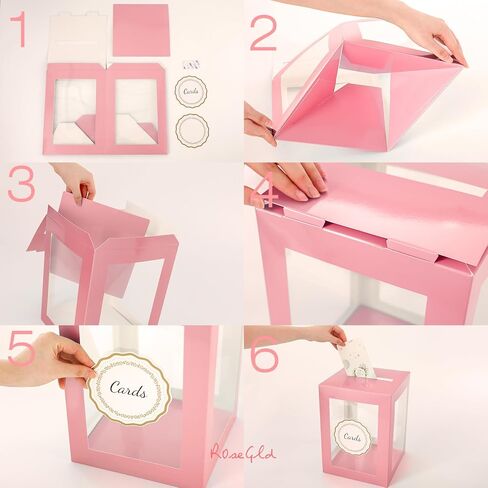 ROSEGLD Card Box for Reception, Gift Card Box Clear 8.7x8.7x12 Inches, Transparent Card Box for Wedding, Engagement, Birthday, Graduation Party, Baby Shower (Black) in Saudi Arabia