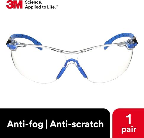 3M 70071694510 Safety Glasses Solus 1000 Series ANSI Z87 Scotchgard Anti-Fog Clear Lens Low Profile Blue/Black Frame in Saudi Arabia