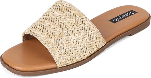 Tscoyuki Slides Sandals for Women Basic Slip On Flat Sandals Open Toe Comfort Beach Sandals Slippers for Casual Dressy Summer in Saudi Arabia