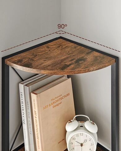 حامل رف زاوية من 5 طبقات من VASAGLE، رف كتب بطول 63 بوصة، رف تخزين زاوية، لغرفة المعيشة والحمام والمطبخ وغرفة النوم والمكتب المنزلي، سهل التجميع، بني ريفي وأسود ULLS805B01 in Kuwait