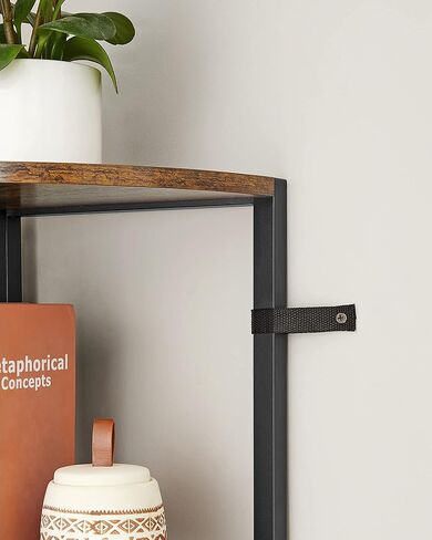 حامل رف زاوية من 5 طبقات من VASAGLE، رف كتب بطول 63 بوصة، رف تخزين زاوية، لغرفة المعيشة والحمام والمطبخ وغرفة النوم والمكتب المنزلي، سهل التجميع، بني ريفي وأسود ULLS805B01 in Kuwait