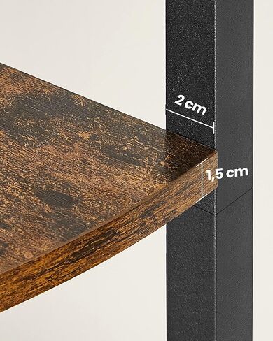 حامل رف زاوية من 5 طبقات من VASAGLE، رف كتب بطول 63 بوصة، رف تخزين زاوية، لغرفة المعيشة والحمام والمطبخ وغرفة النوم والمكتب المنزلي، سهل التجميع، بني ريفي وأسود ULLS805B01 in Kuwait