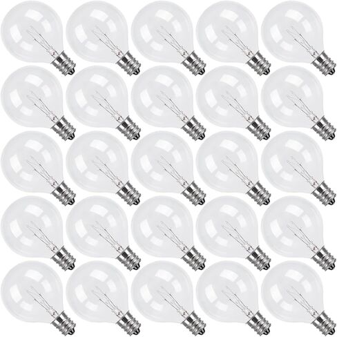 25-Pack G40 Replacement Light Bulbs, 5W Clear Globe Bulbs for Outdoor String Light (E12 / C7 Screw Base Sockets), Warm White 2200K, 20 Lumen, Dimmable in Saudi Arabia