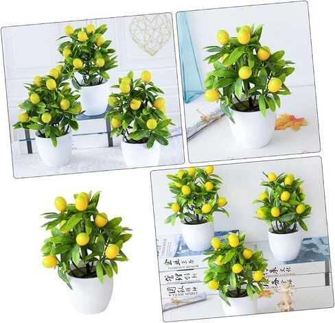 Artificial Lemon Potted Plant Decors Fake Fruits Decorations for Home Indoor Decor Tabletop Decor False Plant Ornaments Lemon Tree Topiary Plants Mini Small Plant Plastic in Saudi Arabia