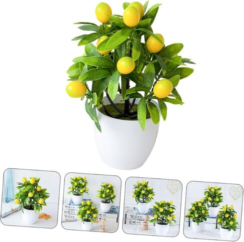 Artificial Lemon Potted Plant Decors Fake Fruits Decorations for Home Indoor Decor Tabletop Decor False Plant Ornaments Lemon Tree Topiary Plants Mini Small Plant Plastic in Saudi Arabia