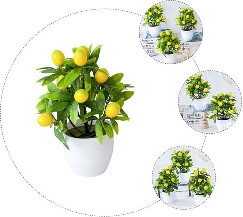 Artificial Lemon Potted Plant Decors Fake Fruits Decorations for Home Indoor Decor Tabletop Decor False Plant Ornaments Lemon Tree Topiary Plants Mini Small Plant Plastic in Saudi Arabia