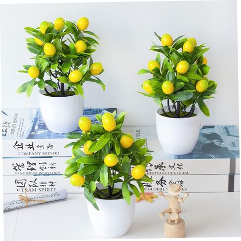 Artificial Lemon Potted Plant Decors Fake Fruits Decorations for Home Indoor Decor Tabletop Decor False Plant Ornaments Lemon Tree Topiary Plants Mini Small Plant Plastic in Saudi Arabia
