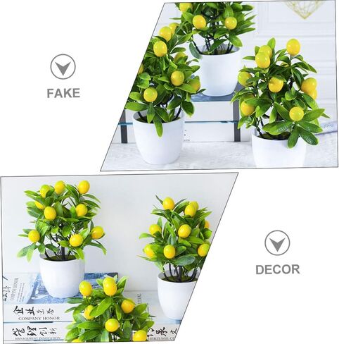 Artificial Lemon Potted Plant Decors Fake Fruits Decorations for Home Indoor Decor Tabletop Decor False Plant Ornaments Lemon Tree Topiary Plants Mini Small Plant Plastic in Saudi Arabia