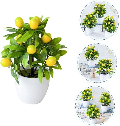 Artificial Lemon Potted Plant Decors Fake Fruits Decorations for Home Indoor Decor Tabletop Decor False Plant Ornaments Lemon Tree Topiary Plants Mini Small Plant Plastic in Saudi Arabia