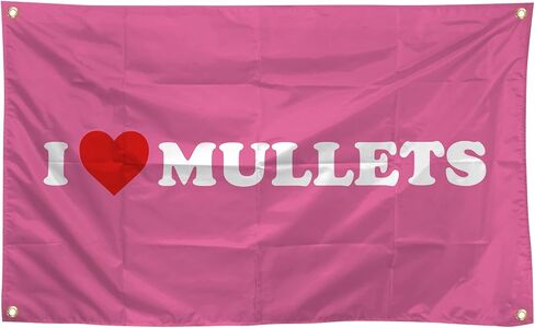Pink 3x5 FT I Love Mullets Flag For College Dorm Room Decor, Bedroom, Living Room, Gardens, Parties, Gifts (jk28) in Saudi Arabia