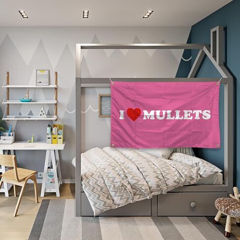 Pink 3x5 FT I Love Mullets Flag For College Dorm Room Decor, Bedroom, Living Room, Gardens, Parties, Gifts (jk28) in Saudi Arabia