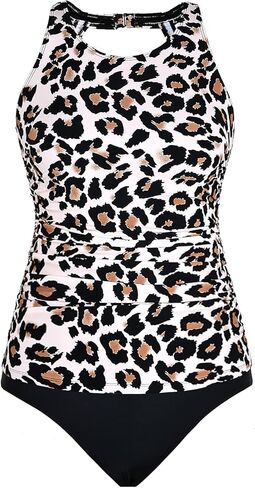 ملابس سباحة تانكيني للسيدات من Mycoco مكونة من قطعتين ورقبة عالية وتحكم في البطن وملابس سباحة مكشكشة مكونة من قطعتين ملابس سباحة رياضية in Kuwait