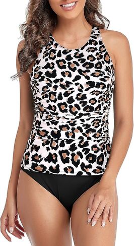 ملابس سباحة تانكيني للسيدات من Mycoco مكونة من قطعتين ورقبة عالية وتحكم في البطن وملابس سباحة مكشكشة مكونة من قطعتين ملابس سباحة رياضية in Kuwait