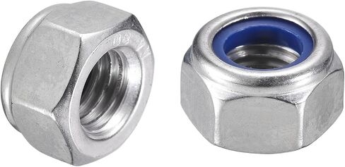 uxcell 50Pcs M12x1.75 Nylon Insert Hex Lock Nuts, 316 Stainless Steel Self-Locking Nylon Insert Stop Nut for Industrial Construction Fasteners, Silver&Blue in Saudi Arabia