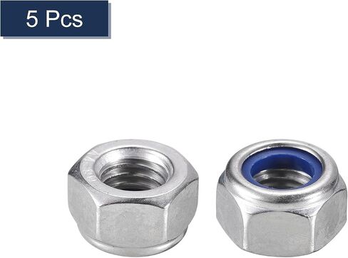 uxcell 50Pcs M12x1.75 Nylon Insert Hex Lock Nuts, 316 Stainless Steel Self-Locking Nylon Insert Stop Nut for Industrial Construction Fasteners, Silver&Blue in Saudi Arabia