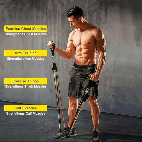 10-150lbs Exercise Bands/Resistance Bands Set for Women and Men Workouts with Handles, Straps, Door Anchor, Carry Bag - Elastic Tubes for Working Out, Home Fitness, Physical Therapy in Saudi Arabia