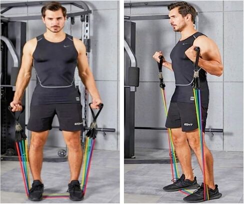 10-150lbs Exercise Bands/Resistance Bands Set for Women and Men Workouts with Handles, Straps, Door Anchor, Carry Bag - Elastic Tubes for Working Out, Home Fitness, Physical Therapy in Saudi Arabia