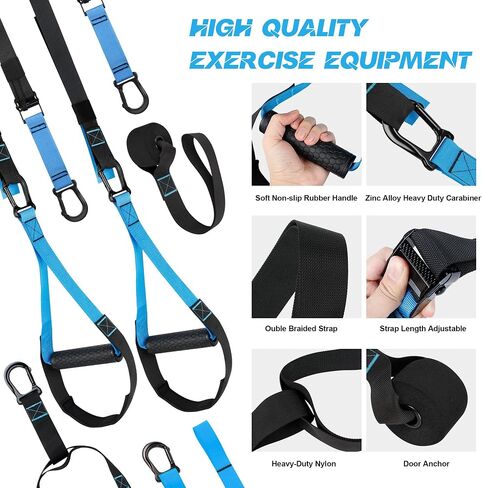 Resistance Trainer Exercise Straps, Home Resistance Training Kit with Handles, Door Anchor and Carrying Bag for Home Gym, Bodyweight Resistance Workout Straps for Indoor & Outdoor in Saudi Arabia
