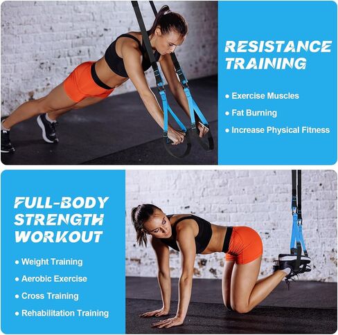 Resistance Trainer Exercise Straps, Home Resistance Training Kit with Handles, Door Anchor and Carrying Bag for Home Gym, Bodyweight Resistance Workout Straps for Indoor & Outdoor in Saudi Arabia
