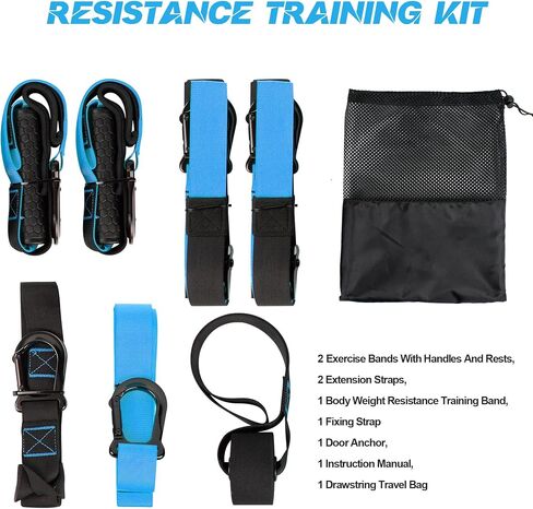 Resistance Trainer Exercise Straps, Home Resistance Training Kit with Handles, Door Anchor and Carrying Bag for Home Gym, Bodyweight Resistance Workout Straps for Indoor & Outdoor in Saudi Arabia
