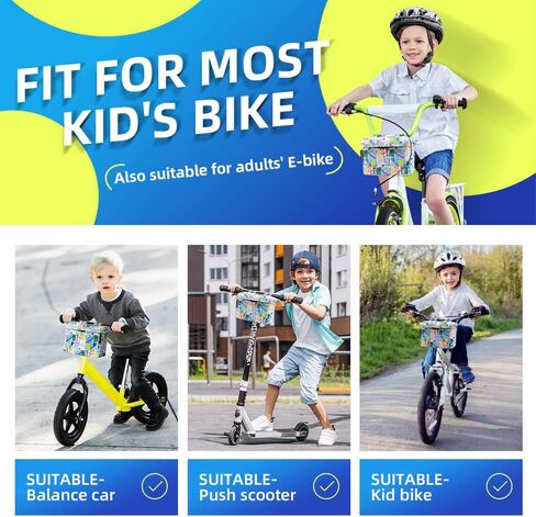 سلة دراجة للفتيات من أنزوم، إكسسوار تزيين الدراجة الأمامية للأطفال للفتيات والأولاد يناسب معظم دراجات الأطفال مثل الدراجات الثلاثية ودراجة التوازن والسكوتر in Kuwait