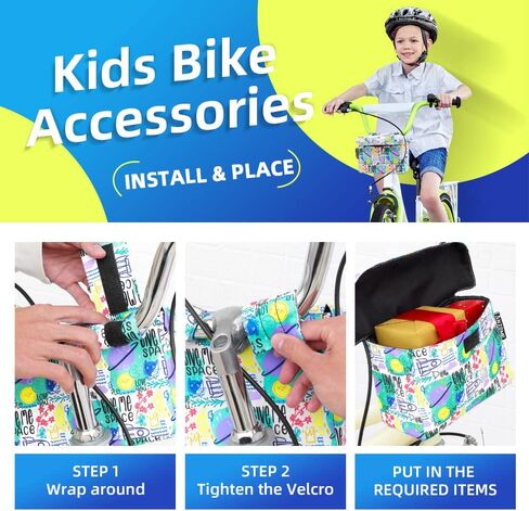 سلة دراجة للفتيات من أنزوم، إكسسوار تزيين الدراجة الأمامية للأطفال للفتيات والأولاد يناسب معظم دراجات الأطفال مثل الدراجات الثلاثية ودراجة التوازن والسكوتر in Kuwait