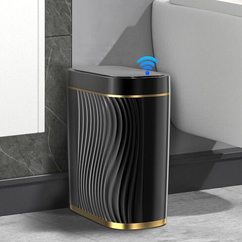 GloDeals Automatic Bathroom Trash Can with Lid: 2 Gallon Motion Sensor Trash Can, Touchless Small Bathroom Trash Bin, Waterproof Smart Garbage Can for Bathroom, Bedroom, Office, rv(black) in Saudi Arabia